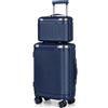Tavoxda Valigia da viaggio, bagaglio a mano, valigia rigida, set di valigie, Blu scuro, Set da 2 pezzi, Classico