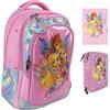 PRESTIGE & DELUXE Zaino Scuola Winx per bambine Versione Tonda organizzato 3 Scomparti zip per bambine primaria secondaria + Astuccio 3 piani completo di cancelleria + Diario 2026/2027 + kit penne e portachiave