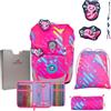 DerDieDas ErgoFlex Tiny Neon Punkie - Set di zaini per la scuola, 5 pezzi, Neon Punkie, ErgoFlex Tiny Neon Set