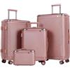 Tavoxda Valigia da viaggio, bagaglio a mano, valigia rigida, set di valigie, oro rosa, Set da 4 pezzi, Classico