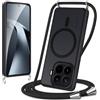 Knrlqim Magnetica Cover per Xiaomi 17T con Cordino, Compatibile con Magsafe,Custodia con Laccio Collana Tracolla Corda,Traslucida Opaca Hard PC Sottile Antiurto Protettiva Case per Xiaomi 17T,Nero