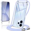 Coiwxmoi Cover per Oppo Reno 15 pro con Cordino 6,32,Trasparente Custodia con Laccio Tracolla Corda Catena Cinghia,Ultra Morbido Silicone TPU Antiurto Case per Oppo Reno 15 pro, Viola