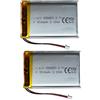 RmtcBal Set di 2 batterie LiPo 803450, 3,7 V, 1500 mAh, ai polimeri di litio con connettore JST da 1,25 mm a 2 pin, 50,7 × 34 × 8 mm, peso: circa 27 g per pezzo
