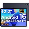 RebotAi Tablet 12 Pollici Android 16, T7300 Octa-core Processor, 32GB RAM+256GB ROM, 10000 mAh, 2400 * 1600IPS 2.4K,90Hz, Widevine L1, Tableta with Penna Stilo，Custodia Protettiva Blu