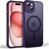 Flyzoo Cover Magnetica Opaca per iPhone 15, 6,1, Viola | Compatibile con MagSafe, Protezione Fotocamera, Custodia Sottile in Silicone Antiurto Traslucido con Bordi