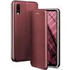 OneFlow Custodia per cellulare compatibile con ZTE Blade A5 2020, custodia per cellulare con slot per schede,custodia a portafoglio in similpelle con bumper in silicone, Vino rosso