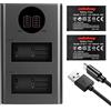 edekoy LP-E17 - Set di batterie e caricabatterie per Canon, confezione da 2 batterie da 1250 mAh, con doppio slot da viaggio USB, per fotocamera EOS 250D R100 R50 R10 R8