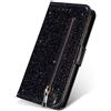 ZCDAYE - Custodia a portafoglio per Galaxy S20, con chiusura a cerniera, in pelle PU, con chiusura magnetica, con chiusura magnetica, con cinturino da polso, per Galaxy S20, colore: Nero