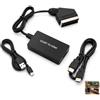 Ihteyuo Convertitore SCART a HDMI, Adattatore SCART HDMI, Adattatore video audio SCART Full HD 720P/1080P, Switch Audio Video Composito per TV, HDTV, Monitor, Proiettore VHS PS2 PS3 DVD, Nero
