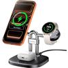 SwanScout Caricatore per Orologio Garmin,Stazione di Ricarica Magnetica per iPhone | Caricatore 3 in 1 per Garmin Forerunner 165 55, Instinct 3, Vivoactive 6 5, Fenix, Venu, Airpods, SwanScout 712GM, No Adapter