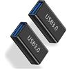 iJiZuo USB 3.0 Adattatore Accoppiatore Collegamento Estensione Una Femmina a Una Femmina (Confezione da 2), per Il Collegamento di Due Cavo USB Maschio,Connettore di Prolunga