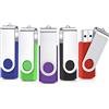AreTop Chiavetta USB da 8 GB, confezione da 5 chiavi flash drive USB 2.0 memory stick storage girevole porta chiave USB U disco (5 colori misti: rosso verde nero blu viola)
