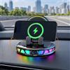 Foluu Supporto per telefono da auto con rotazione a 360° con luce ambientale RGB, ricarica rapida da 15 W, supporto per cruscotto con blocco automatico con un clic per navigazione auto, compatibile