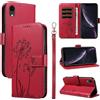 Bravoday Cover per iPhone XR, Custodia in PU Pelle Portafoglio Flip Schede con Slot per Carte, Magnetica Antiurto Cover per iPhone XR, Rosso