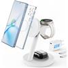 JoyGeek Stazione di ricarica magnetica induttiva per Samsung 4 in 1, 25 W, caricatore rapido per Galaxy S26/S25/Ultra/Z Fold/Flip 7, caricatore wireless per Watch 8-5/Ultra, per Galaxy Buds 4-2/Pro