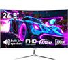 Gawfolk Monitor curvo da gioco da 24,5 pollici con altoparlanti integrati, schermo per PC 120 Hz Full HD 1080P, 3000R, HDMI 2.0, VGA, compatibile con montaggio a parete 75 x 75 mm (bianco)