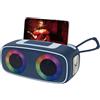 Majestic FIRE 13 - Speaker bluetooth portatile, 5 effetti luci LED, ingressi USB/microSD/AUX-IN, Batteria ricaricabile, funzione TWS, fessura per appoggio smartphone