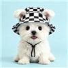 Generic Cappello da sole per animali domestici, cappello da pescatore per cani e gatti, leggero copricapo a forma di casco traspirante, griglia nera, taglia M