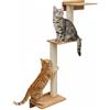 eyepower 107 cm Tiragraffi da Parete Milo con 3 Piattaforme in Bambù - Albero per Gatti Salvaspazio con Ripiano - Colonna in Sisal Naturale - Gioco da Arrampicata - Percorso da Muro Set Mensola Gatto