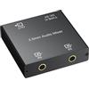 CAMWAY Mixer Audio Stereo 2 Canali Attivo, Mini Mixer con Controllo Volume Indipendente, Interfaccia 3,5 mm con Connettori Dorati,Amplificatore Audio per Cuffie Soundbar Casse Attive,Alimentazione USB