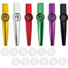 AONAYO Kazoo, strumento Kazoo, 6 pezzi, in metallo, con 12 membrane intercambiabili, flauto nasale Kazoo, fischietto di pane, tamburello, adatto per bambini, adulti appassionati di musica, kazoo colorato