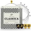 BELFORT Corde Chitarra Classica Nylon Argento - Set da 6 + Corda Mi Extra | 4 plettri, corda Mi acuta extra ed eBook inclusi. Ideali per chitarra classica, flamenca e da concerto.