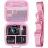 RAIALL Custodia per fotocamera Canon EOS 2000D/4000D DSLR/R50/R50V/R100/250D/R10/R6 Mark II/R8/R5/ Sony/Nikon D7500, custodia rigida da trasporto, borsa protettiva da viaggio, Rosa