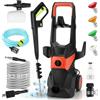 SYNJAUPO Idropulitrice Professionale, 1800 W con tubo flessibile da 10 m, 5,6 l/min | Con pistola ad alta pressione, 4 ugelli metallici con attacco rapido e 3 modalità di pulizia per Auto, giardino e Terrazzo