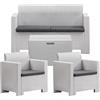 BICA 9067 Set Nebraska Salottino 4 Posti, Bianco, 281 x 155 x 79 cm