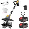 AUQUK Motozappa Elettrica 550W,Motozappa a Batteria con 2 x 4.0Ah Batteria | Larghezza di Lavoro 23 cm, Profondità 20 cm, Doppia Lama Rotante, Coltivatore Potente per Dissodare e Aerare il Terreno