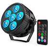 Audibax Montana 36 Mini RGBW - Faretto LED Disco - Faretto Mobile Professionale - Dotato di 6 Luci LED RGBW 6W - Sincronizzazione con la Musica - Modalità Automatica - Include Telecomando