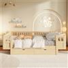 VIVCA Letto a piattaforma 140 x 200 cm, colore legno, griglia di protezione alta, due grandi cassetti