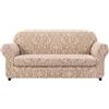 FASCINATDECO 2-Pezzo Copridivano con Cuscino Seduta, Protezione per Divano Damascato Jacquard, Elegante Rivestimento per Mobili in Tessuto Elasticizzato Spandex (Oatmeal,3 Posti (185-235 cm))