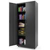 COSTWAY Armadio Archivio a 5 Ripiani in Acciaio, Mobile Regolabile (Nero) | Credenza con 2 Ante, 4 Ruote Bloccabili e Serrature e Chiavi, per Ufficio, Garage e Officina, 80 x 40 x 186 cm