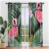 Odot Tende Voile Semi Trasparente con Occhielli, Tende Motivo Fenicottero Rosa 3D, Tende per Interni 2 Pannelli Moderne per Camera da Letto, Cucina, Soggiorno, Balcone (140L x213A cm,Tropicale)