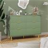 GarveeHome Cassettiera moderna salvaspazio 6 cassetti - frontale ondulato, maniglie e gambe dorate, ampio capacità, protezione antiribaltimento, per camera da letto e soggiorno - verde avocado