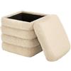 WOLTU Pouf Contenitore Pieghevole, Poggiapiedi Divano, in Tessuto Teddy e MDF, per Ingresso, Soggiorno, Camera da Letto, 37,5x37,5x38 cm, Beige
