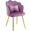 IlGruppone Poltrona Conchiglia in Velluto, Sedia Imbottita per Camera da Letto e Salotto, Poltroncina Design Moderno con Cuscino e Gambe in Acciaio (Viola)