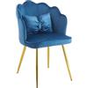 Il Gruppone Passione Casa IlGruppone Poltrona Conchiglia in Velluto, Sedia Imbottita per Camera da Letto e Salotto, Poltroncina Design Moderno con Cuscino e Gambe in Acciaio (Blu)