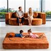FIVIXIL Divano compresso senza struttura convertibile in divano letto in memory foam, confezionato sottovuoto, con rivestimento in tessuto rimovibile, include 2 cuscini decorativi, arancione: 150 x