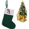 Generisch Calze Natalizie per, Calze per Albero di Natale, Calze per Albero di Natale Ricamate con 26 iniziali, Colore Verde-Bianco, Calze stagionali, Sacchetti per Caramelle da Parete, Porta