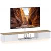 HOMCOM Mobile TV Sospeso Fino a 65 140x24x20 cm Bianco e Color Legno | Mobile Porta TV, 2 Cassetti, Armadietto, Luci LED RGB, Prese di Corrente, per Soggiorno, Camera da Letto