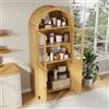 Kelodan Credenza con soffitto ad arco, vetrina con ante in vetro, armadietto chiuso con motivo ondulato, mobiletto soggiorno.