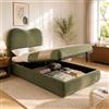 Autheria Letto bambini 90x200cm con rete a doghe,Letto imbottitoe con testiera imbottita,letto idraulico con contenitore,letto singolo velluto Verde(Senza Materasso)