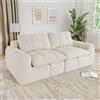 VILUXE Divano a 2 posti in ciniglia, seduta bassa, beige | Divano modulare con seduta bassa, in ciniglia in schiuma 32D, per soggiorno, camera da letto, appartamento, coppie e famiglie
