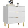 GarveeHome Cassettiera moderna a 3 cassetti - Struttura in legno con gambe metalliche, design spazioso - Ideale per camera da letto, soggiorno, armadio o corridoio - Mobile contenitore multiuso - Colore: White