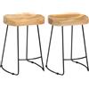 TEKGHUT Gavin - Sgabello da bar, in legno massiccio di mango, 2 pezzi | Design vintage, stabile fino a 110 kg, fatto a mano, ferro verniciato a polvere, stile industriale