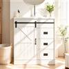 luckdect Mobile-Lavabo con lavabo da 76 cm, mobile da bagno con porta scorrevole, 2 cassetti e 2 ripiani, armadio con porta di fienile, ampio spazio di archiviazione