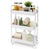cecaro group Carrello Portaoggetti 3 Ripiani in Metallo 45x30x78 cm con Ruote 360°- Bianco