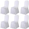 BUAOGDVG Gonna Parson Fodere for sedia rimovibili elasticizzate in spandex lavabile | Fodera protettiva for sedia attrezzata for cene, feste, cerimonie(White,6)